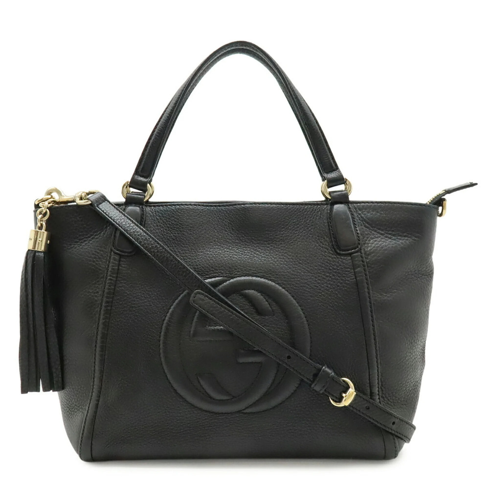 GUCCI Black Leather Shoulder Bag